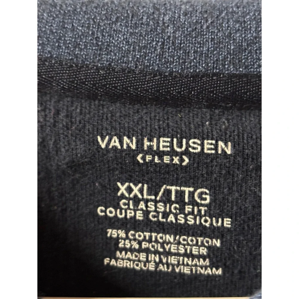 VAN‎ HEUSEN Flex Mens XXL Classic Fit Long Sleeve Polo Shirt Blue Striped